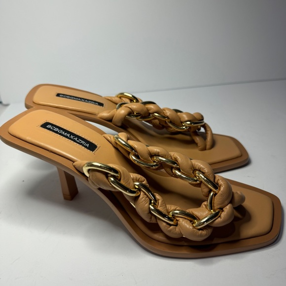 BCBGMAXAZRIA Mistia Braided Chain Heel Sandals in Palomino Sz 6 - Picture 6 of 13